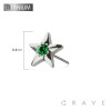 IMPLANT GRADE TITANIUM THREADLESS PUSH IN EMERALD CENTER CZ STAR TOP PART